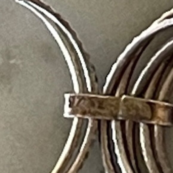 Silver Hammered Stacked 7 Banded Joined Ring Size 6.5 - Picture 10 of 14